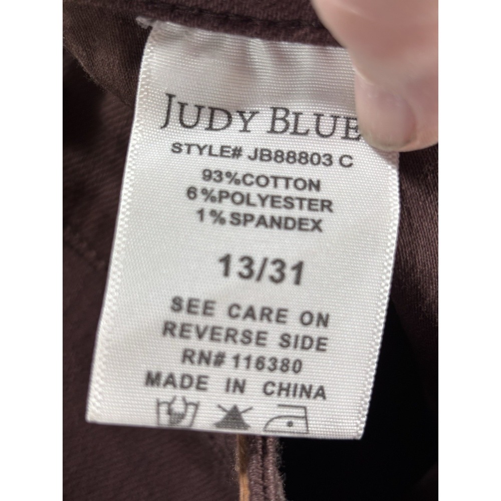 Judy Blue Women's Espresso Brown Raw Hem Flare Jeans Stretch Denim Size 13/31 - Picture 5 of 16